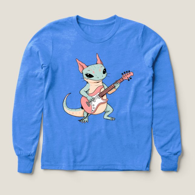 Pastel Punk Rock Axolotl Guitar Player Soft Grunge T Shirt (Design framsida)