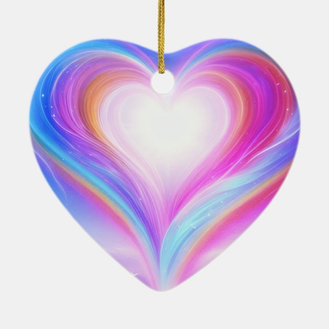 Pastel Purple + Blue on a Beautiful Valentine Tree Julgransprydnad Keramik (Baksidan)