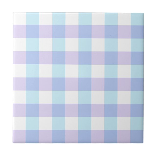 Pastel Purple Gingham Kakelplatta (Framsidan)
