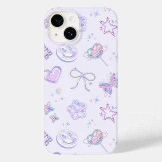 Pastel Purple Holographic Y2K Kitsch Jelly Pattern