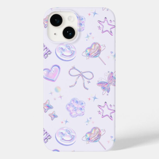 Pastel Purple Holographic Y2K Kitsch Jelly Pattern (Baksida)