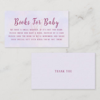Pastel Purple Pink Baby Shower Book Request Tilläggskort
