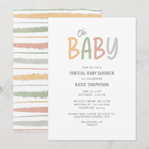 Pastel Push Strokes Oh Baby Virtuell Baby Shower Inbjudningar
