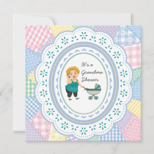 Pastel Quilt Grandma Baby Shower Inbjudningar