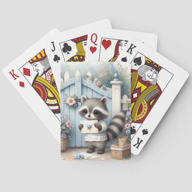 Pastel Raccoon Letter Garden Casinokort (Baksidan)