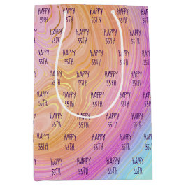 Pastel Rainbow 55 Birthday Medium Gift Bag