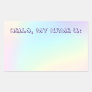 Pastel Rainbow Aesthetic Födelsedagsfest Nametag Rektangulärt Klistermärke