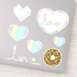 Pastel Rainbow Aesthetic Kärlek Heart Design Desig Klistermärken
