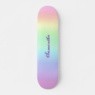 Pastel Rainbow Aesthetic Lila Namn Mini Skateboard Bräda 18,5 Cm