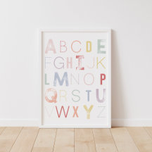 Pastel Rainbow Alphabet ABC Nursery Decor