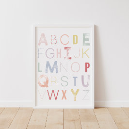 Pastel Rainbow Alphabet ABC Nursery Decor Poster
