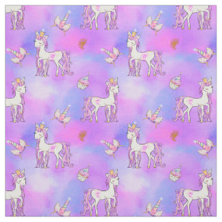 Pastel Rainbow and Söt Unicorns Tyg