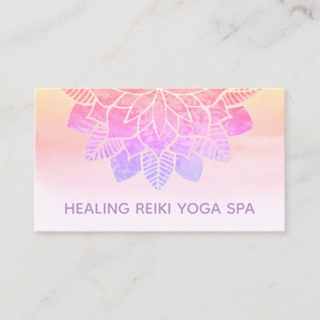 *~* Pastel Rainbow Andlig Mandala Yoga Reiki Visitkort (Framsida)