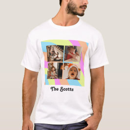 Pastel Rainbow Anpassningsbar text och 4 foton T Shirt