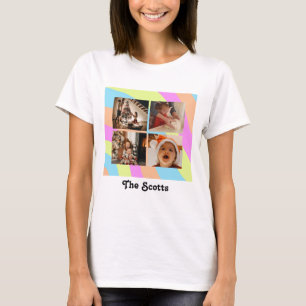 Pastel Rainbow Anpassningsbar text och 4 foton T- T Shirt