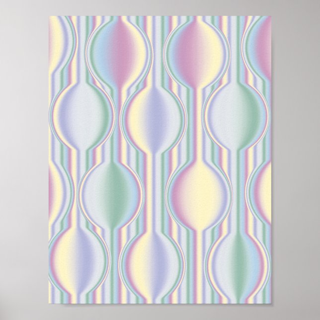Pastel Rainbow Art Deco Geometric Wall Poster (Framsidan)