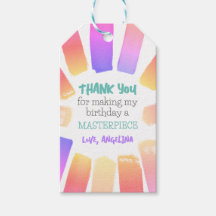 Pastel Rainbow Art Paint Party Birthday Tack