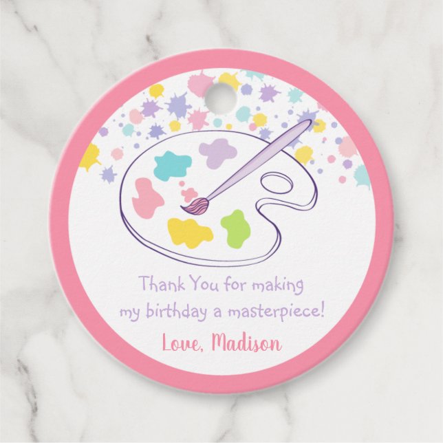 Pastel Rainbow Art Party Birthday Gåvor Etiketter (Framsida)
