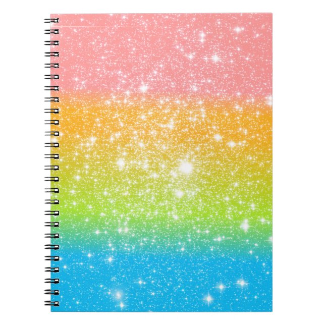 Pastel Rainbow Astral Glitter Anteckningsbok (Framsidan)
