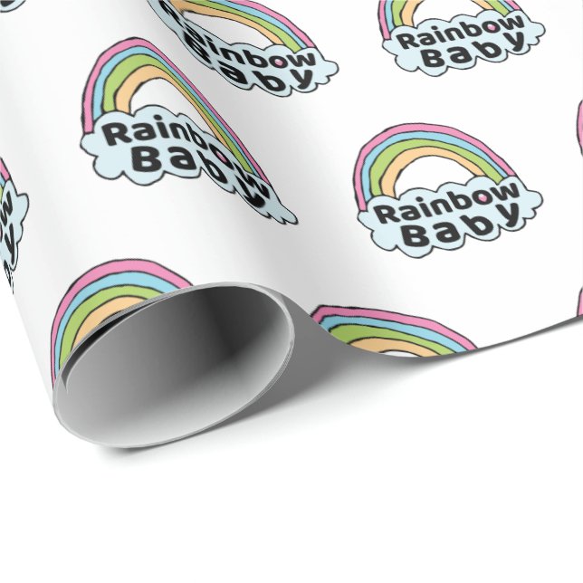 Pastel Rainbow Baby Birth Blating Birth Miracle Presentpapper (Rullad Hörn)