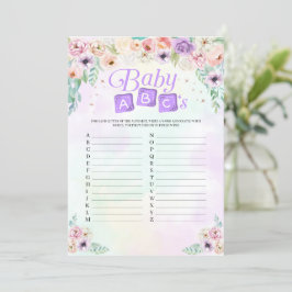 Pastel Rainbow Baby Shower Baby ABC:s spelkort Inbjudningar