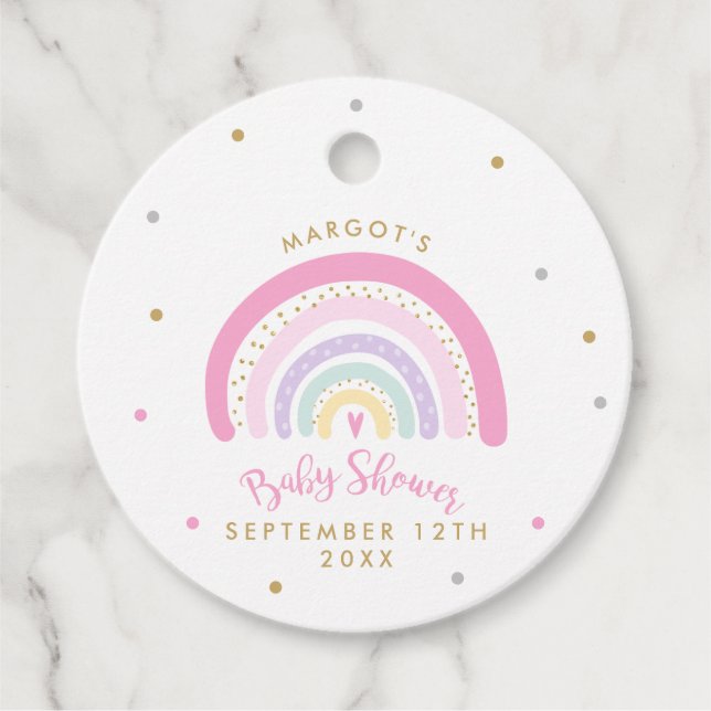 Pastel Rainbow Baby Shower Gåvor Etiketter (Framsida)