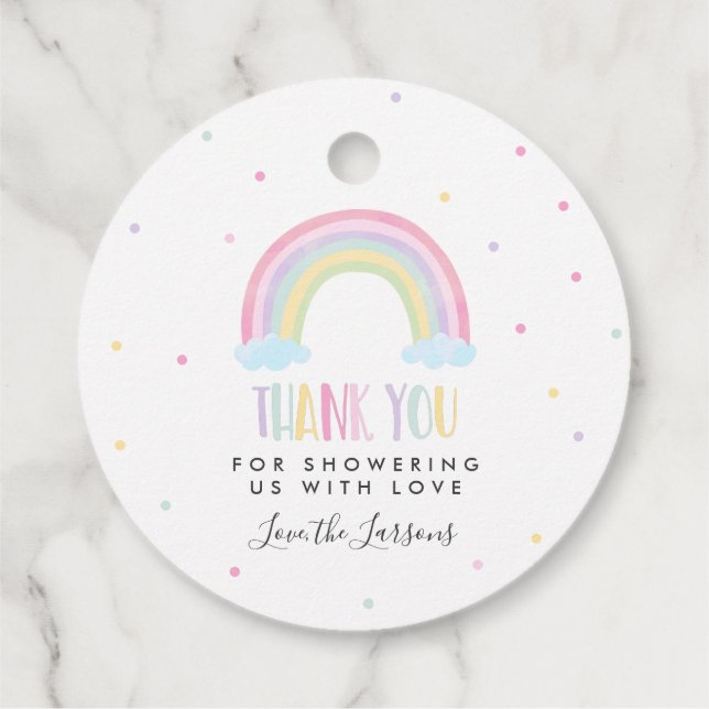 Pastel Rainbow Baby Shower Gift Gåvor Etiketter (Baksida)