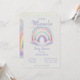 Pastel Rainbow Baby Shower-inbjudan för flickor Inbjudningar