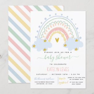 Pastel Rainbow Baby Shower-inbjudan Inbjudningar