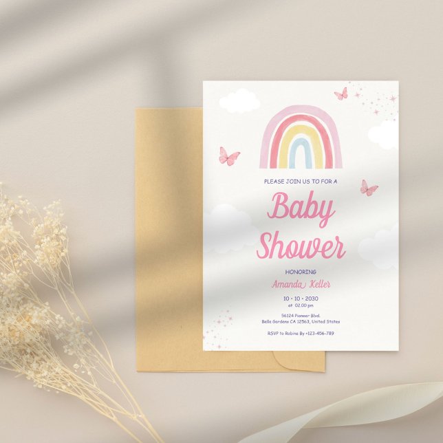 Pastel Rainbow Baby Shower-inbjudan Inbjudningar (Skapare uppladdad)