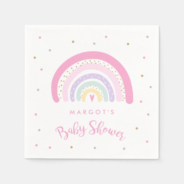 Pastel Rainbow Baby Shower Pappersservett (Framsidan)