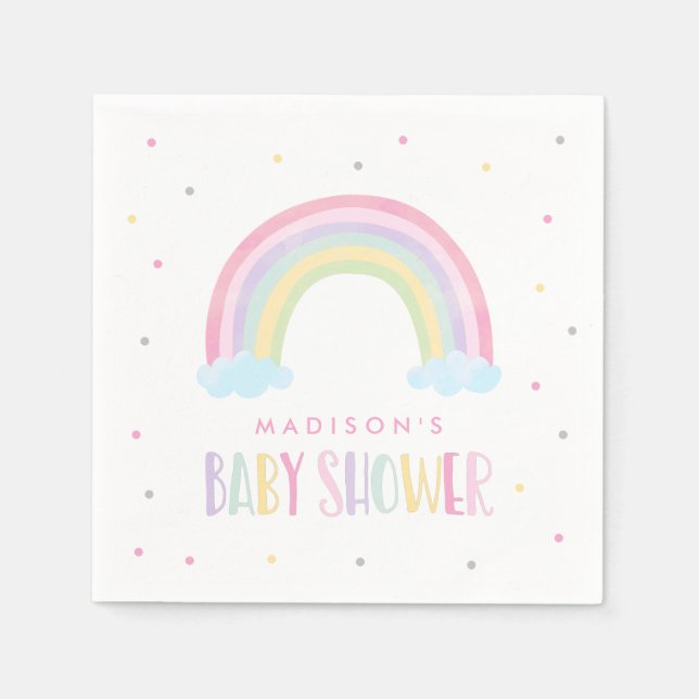 Pastel Rainbow Baby Shower Pappersservett (Framsidan)