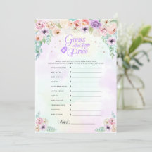 Pastel Rainbow Baby Shower Prist spelkort