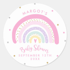Pastel Rainbow Baby Shower Runt Klistermärke