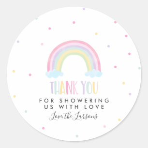 Pastel Rainbow Baby Shower Runt Klistermärke