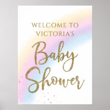 Pastel Rainbow Baby Shower Välkomstskylt valfritt 