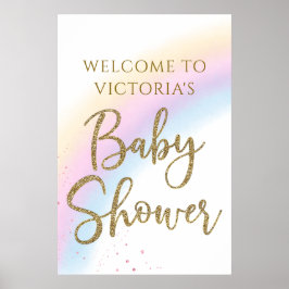Pastel Rainbow Baby Shower Välkomstskylt valfritt  Poster