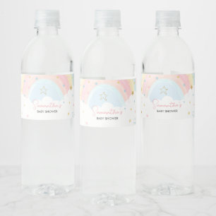 Pastel Rainbow Baby Shower Vattenflaskor Etikett