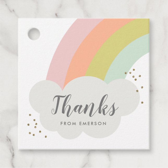 Pastel Rainbow Barns födelsedag Party Tack Gåvor Etiketter (Framsida)
