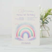 Pastel Rainbow Birthday bjudande - Party Inbjudan