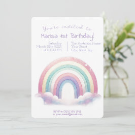 Pastel Rainbow Birthday bjudande - Party Inbjudan