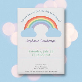 Pastel Rainbow Birthday-inbjudan Inbjudningar