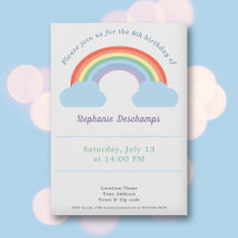 Pastel Rainbow Birthday-inbjudan