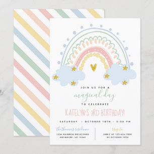 Pastel Rainbow Birthday-inbjudan Inbjudningar