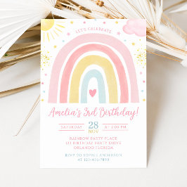 Pastel Rainbow Birthday Invitation Inbjudningar