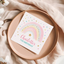 Pastel Rainbow Birthday Pappra Napkins