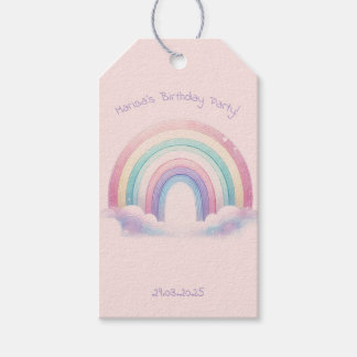 Pastel Rainbow Birthday Party Gift Tag Presentetikett