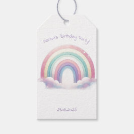Pastel Rainbow Birthday Party Gift Tag Presentetikett