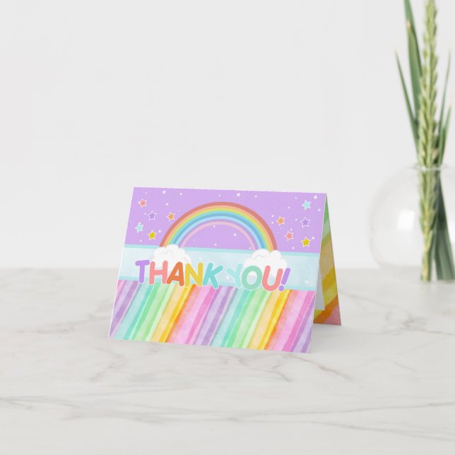 Pastel Rainbow Birthday - tackkort Inbjudan (Framsida)