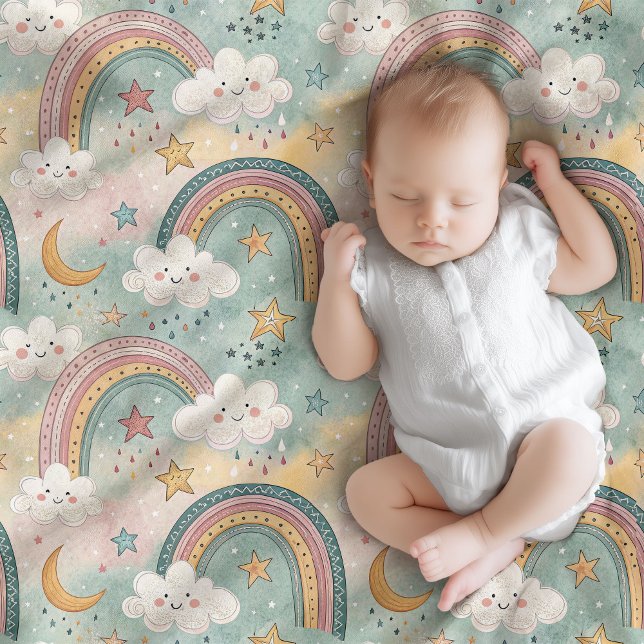 Pastel Rainbow Blanket Soft Gift Baby’s Arrival Fleecefilt (Pastel Rainbow Blanket Soft Gift for Baby’s Arrival)